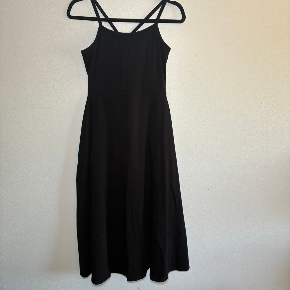 Pact Organic Cotton Fit & Flare Midi Dress Pockets Minimalist Sustainable Large